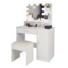 FCH Large Vanity Set with 10 LED Bulbs, Makeup Table with Cushioned Stool, 3 Storage Shelves 1 Drawer 1 Cabinet, Dressing Table Dresser Desk for Women