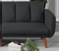 Elegant Modern Sofa Black Polyfiber 1pc Sofa Convertible Bed Wooden Legs Living Room Lounge Guest Furniture