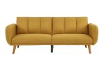 Elegant Modern Sofa Mustard Color Polyfiber 1pc Sofa Convertible Bed Wooden Legs Living Room Lounge Guest Furniture