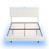 Queen Size Floating Bed Frame with LED Lights and USB Charging,Modern Upholstered Platform LED Bed Frame, White