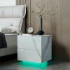 Nightstands LED Side Tables Bedroom Modern End Tables with 2 Drawers for Living Room Bedroom White