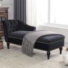 58" Velvet Chaise Lounge; Button Tufted Right Arm Facing Lounge Chair with Nailhead Trim & Solid Wood Legs for Living Room or Office;  Sleeper Lounge