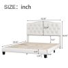 Upholstered Platform Bed with Saddle Curved Headboard and Diamond Tufted Details, Queen, Beige