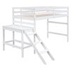 Twin Loft Bed with Platform, ladder,White