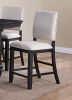 Transitional Relaxed Vintage Style 2pc Warm Charcoal Black Finish Nailhead Trim Counter Height Chairs Standard Height Dining Chairs Gray Fabric Uphols