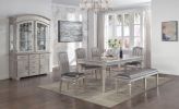 1-Pc Modern Glam Long Bench Upholstered Seat Sparkling Embellishments Silver Gray Finish Furniture Bedroom Living Room Dining Room