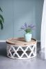 31.9x31.9x15.7" Rustic Round Wooden Coffee Table, White