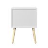 Side Table with 2 Drawer and Rubber Wood Legs;  Mid-Century Modern Storage Cabinet for Bedroom Living Room Furniture;  White