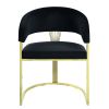 ACME Fallon Side Chair, Black Velvet & Mirrored Gold Finish DN01954