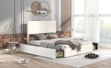 Queen Size Upholstery Platform Bed with Four Drawers on Two Sides, Adjustable Headboard, Beige(Old SKU: WF291774AAA)