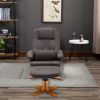 Recliner Chair with Ottoman, Swivel Recliner Chair with Wood Base for Livingroom, Bedroom, Faux Leather Beige,Brown