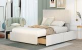 Full Size Upholstery Platform Bed with Four Drawers on Two Sides, Adjustable Headboard, Beige(Old SKU: WF291773AAA)