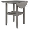 TOPMAX Farmhouse Round Counter Height Kitchen Dining Table with Drop Leaf and One Shelf for Small Places, Gray