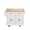 Kitchen Island Cart with Two Storage Cabinets and Two Locking Wheels, 43.31 Inch Width, 4 Door Cabinet and Two Drawers, Spice Rack, Towel Rack (White)