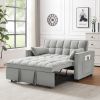 Modern Velvet Loveseat Futon Sofa Couch Pullout Bed, Small Love Seat Lounge Sofa w/Reclining Backrest, Toss Pillows, Pockets, Furniture for Living Roo