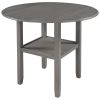 TOPMAX Farmhouse Round Counter Height Kitchen Dining Table with Drop Leaf and One Shelf for Small Places, Gray