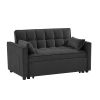 Modern Velvet Loveseat Futon Sofa Couch w/Pullout Bed,Small Love Seat Lounge Sofa w/Reclining Backrest,Toss Pillows, Pockets,Furniture for Living Room