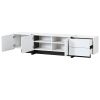 ON-TREND White & Black Contemporary Rectangle Design TV Stand, Unique Style TV Console Table for TVs Up to 8'', Modern TV Cabinet with High Gloss UV S