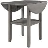 TOPMAX Farmhouse Round Counter Height Kitchen Dining Table with Drop Leaf and One Shelf for Small Places, Gray