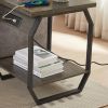 Side Table with Charging Station, Set of 2 End Tables with USB Ports and Sockets, Bedside Tables in Living Room, Bedroom, Dark Grey,17.32'' W x 17.32'