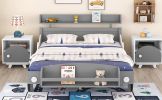 Full Size Car-Shaped Platform Bed,Full Bed with Storage Shelf for Bedroom,Gray