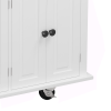 Kitchen Island Cart with Two Storage Cabinets and Two Locking Wheels, 43.31 Inch Width, 4 Door Cabinet and Two Drawers, Spice Rack, Towel Rack (White)