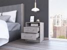 Rowley 2-Drawer 1-Shelf Rectangle Nightstand Light Grey