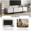 ON-TREND White & Black Contemporary Rectangle Design TV Stand, Unique Style TV Console Table for TVs Up to 8'', Modern TV Cabinet with High Gloss UV S