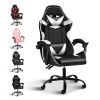 YSSOA Racing Video Backrest and Seat Height Recliner Gaming Office High Back Computer Ergonomic Adjustable Swivel Chair, Without footrest, Black/White