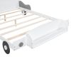 Full Size Car-Shaped Platform Bed,Full Bed with Storage Shelf for Bedroom,White