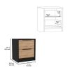 Sydney 3 Piece Bedroom Set, Nightstand + Nightstand + Drawer Dresser, Black / Pine