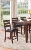 Set of 2 Chairs Dining Room Furniture Antique walnut Wood Finish Cushioned Solid wood Counter Height Chairs Faux Leather Cushion