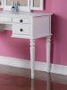 Bedroom Contemporary Vanity Set w Foldable Mirror Stool Drawers White Color