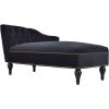 58" Velvet Chaise Lounge; Button Tufted Right Arm Facing Lounge Chair with Nailhead Trim & Solid Wood Legs for Living Room or Office;  Sleeper Lounge