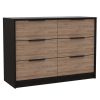 Crete 2 Piece Bedroom Set, Armoire + Drawer Dresser, Black / Pine