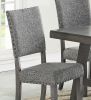 Modern Gray Fabric Upholstered Set of 2 Side Chairs Dining Room Saw Tooth Engraving