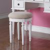 Bedroom Contemporary Vanity Set w Foldable Mirror Stool Drawers White Color