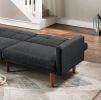 Transitional Look Living Room Sofa Couch Convertible Bed Black Polyfiber 1pc Tufted Sofa Cushion Wooden Legs