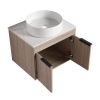 24 " Modern Design Float Bathroom Vanity With Ceramic Basin Set;  Wall Mounted White Oak Vanity With Soft Close Door; KD-Packing;  KD-Packing;  2 Piec