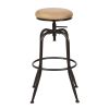 Walker Industrial Counter Bar Stools, SUEDE PU (Set of 2), Height adjustable