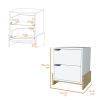 Ralston 2-Drawer Nightstand in White and Macadamia