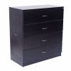 MDF Wood Simple 4-Drawer Dresser Black