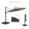 Patio Cantilever Umbrella with Weight Base for Deck, Pool and Backyard in Grey