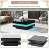 ON-TREND High Gloss Minimalist Design with plug-in 16-color LED Lights, 2-Tier Square Coffee Table, Center Table for Living Room, 31.5''x31.5''x14.2''