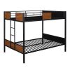 Full-over-full bunk bed modern style steel frame bunk bed with safety rail, built-in ladder for bedroom, dorm, boys, girls, adults(OLD SKU: MF190840AA