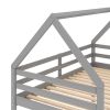 Twin over Twin Low Bunk Bed, House Bed with Ladder , Gray(OLD SKU:WF197808AAE)