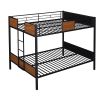 Full-over-full bunk bed modern style steel frame bunk bed with safety rail, built-in ladder for bedroom, dorm, boys, girls, adults(OLD SKU: MF190840AA