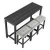 Bar Table Set with Power Outlet, Bar Table and Chairs Set, 4 Piece Dining Table Set, Industrial Breakfast Table Set, for Living Room, Dining Room, Gam