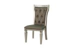 Formal Traditional Dining Room Furniture Chairs Set of 2 Chairs Dark Gray Hue Accent Silver Side Chair Tufted Back Cushion Seat