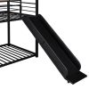 Twin Over Twin Metal Bunk Bed ,Metal Housebed With Slide,Three Colors Available.(Black with Black Slide)(OLD SKU :LP000095AAB)